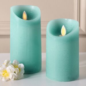 Светодиодная свеча с имитацией пламени 15 см, темно-мятная восковая, батарейка Peha (Пеха) фото 3