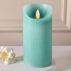 Светодиодная свеча с имитацией пламени 15 см, темно-мятная восковая, батарейка