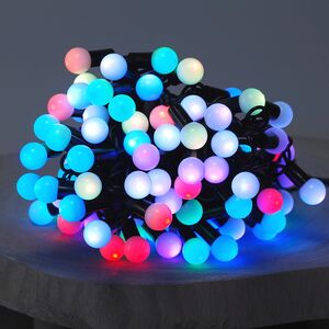 Светодиодная гирлянда Мультишарики 18 мм 100 RGB LED ламп 10 м, черный ПВХ, соединяемая, IP44 BEAUTY LED фото 1