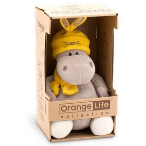 Мягкая игрушка Бегемот Мотя: Шапка Зайчонок 20 см, Orange Life Orange Toys фото 8