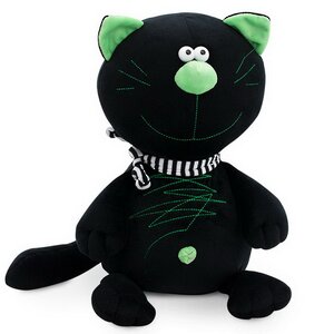 Мягкая игрушка Кот Батон 20 см, черный с зеленым, Orange Exclusive