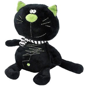 Мягкая игрушка Кот Батон, черный с зеленым