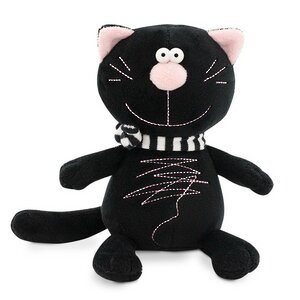 Мягкая игрушка Кот Батон 15 см, черный с розовым, Orange Exclusive