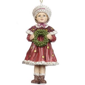 Елочная игрушка Малышка Нойрин с венком 11 см, подвеска