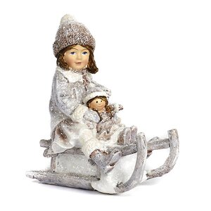 Новогодняя фигурка Winter Fun: Девочка Эйла с куклой на санях 11 см Goodwill фото 1