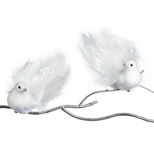 Елочная игрушка Птичка Dove Bird 15 см, клипса
