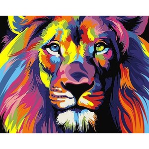Раскраска по номерам Радужный лев, 17*13 см Артвентура фото 1