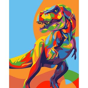 Раскраска по номерам Радужный динозавр, 17*13 см Артвентура фото 1
