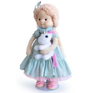 Мягкая кукла Аврора с единорогом Пудингом 38 см, Minimalini Budi Basa фото 3
