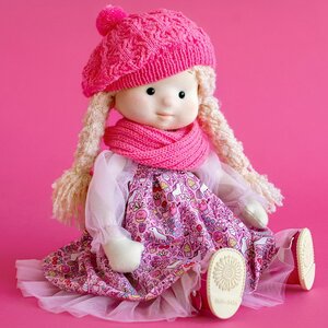 Мягкая кукла Аврора в шапочке и шарфе 38 см, Minimalini