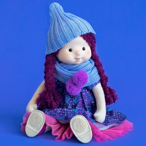 Мягкая кукла Тиана в шапочке и шарфе 38 см, Minimalini