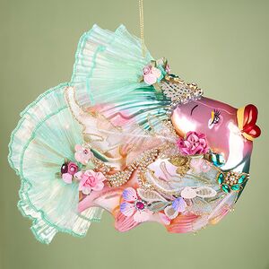 Коллекционная стеклянная елочная игрушка Рыбка Rosa - Jewel of the Sea 20 см