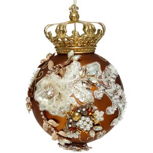 Коллекционный стеклянный елочный шар Crown Jewels - Royal Copper 18 см