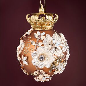 Коллекционный стеклянный елочный шар Crown Jewels - Royal Copper 18 см