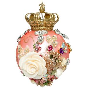 Коллекционный стеклянный елочный шар Crown Jewels - Royal Pink 18 см