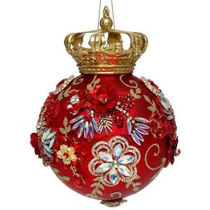 Коллекционный стеклянный елочный шар Crown Jewels - Royal Red 18 см