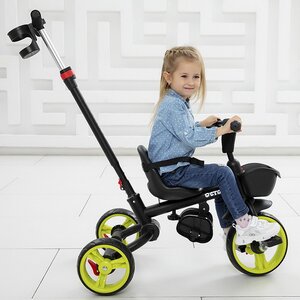Трехколесный велосипед с ручкой Maxiscoo Octopus 8"/10" салатовый Maxiscoo (Максику) фото 1
