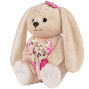 Мягкая игрушка Зайчик с розовым сердечком 25 см, коллекция Romantic Plush Club