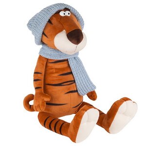 Мягкая игрушка Тигр Гоша в вязаном шарфе и шапке 30 см Maxitoys фото 3