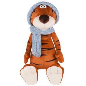 Мягкая игрушка Тигр Гоша в вязаном шарфе и шапке 30 см Maxitoys фото 2