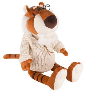 Мягкая игрушка Тигр Степаныч в вязаном свитере и очках