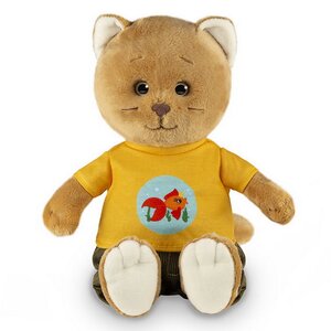 Мягкая игрушка Кот Колбаскин в жёлтой футболке и вельветовых штанах 25 см Maxitoys фото 1