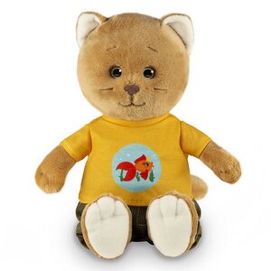 Мягкая игрушка Кот Колбаскин в жёлтой футболке и вельветовых штанах 25 см MAXITOYS (Макситойс) фото 1