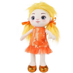 Мягкая кукла Милена в оранжевом платье 35 см