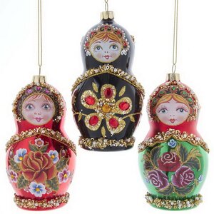 Стеклянная елочная игрушка Матрешка - Russian Doll Lada 12 см, подвеска Kurts Adler фото 2