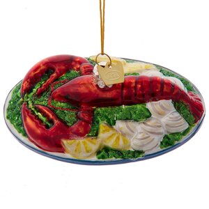 Стеклянная елочная игрушка Лобстер - Королевский ужин 10 см, подвеска