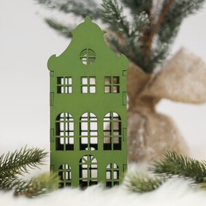 Домик с подсветкой Амстердам 20 см светло-зеленый Christmas Apple фото 5