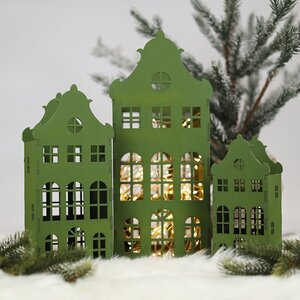 Домик с подсветкой Амстердам 20 см светло-зеленый Christmas Apple фото 3