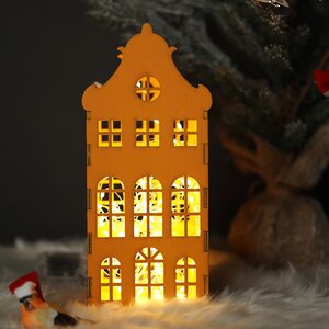 Домик с подсветкой Амстердам 27 см оранжевый