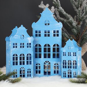 Домик с подсветкой Амстердам 20 см голубой Christmas Apple фото 4