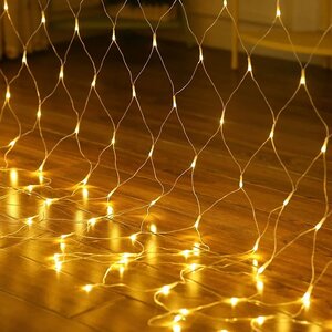 Гирлянда Сетка 1.5*1 м, 144 желтых LED ламп, прозрачный ПВХ, уличная, соединяемая, IP44