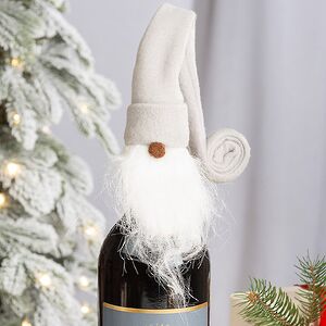 Украшение на бутылку Колпак Гнома Роланда 48 см, серый