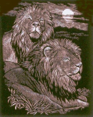 Гравюра медная "Величественные львы", 20*30 см Reeves фото 1