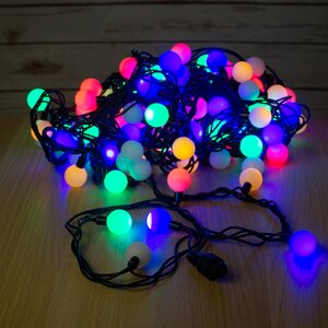 Светодиодная гирлянда Мультишарики 25 мм мигающие разноцветные LED лампы