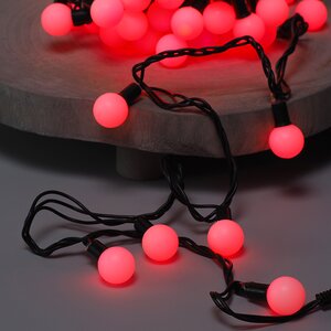 Светодиодная гирлянда Мультишарики 25 мм 70 красных LED ламп 10 м, черный ПВХ, соединяемая, IP44 Snowhouse фото 2