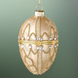 Стеклянная елочная игрушка Яйцо-шкатулка - Ouverture Bijoux 9 см