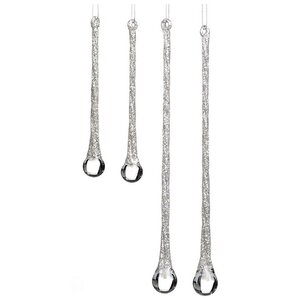 Набор стеклянных елочных игрушек Сосульки Мельбурн 15-25 см серебряный, 4 шт, подвеска