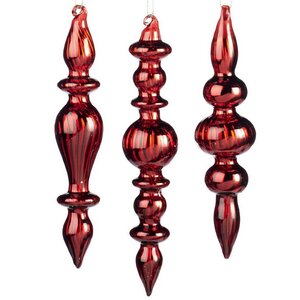 Набор стеклянных елочных игрушек Fowlerso Burgunde 16 см, 6 шт, подвеска