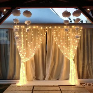 Гирлянда штора Quality Light, теплые белые LED лампы, мерцание, прозрачный ПВХ, соединяемая, IP20