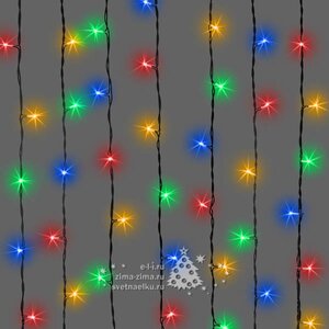 Светодиодный занавес Quality Light 1*9 м, 900 разноцветных LED ламп, черный ПВХ, соединяемый, IP44 BEAUTY LED (Бьюти Лэд) фото 1
