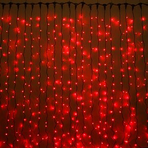 Светодиодный занавес Quality Light 2*2 м, 400 красных LED ламп, черный ПВХ, соединяемый, IP44 BEAUTY LED фото 1