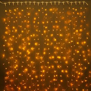 Светодиодный занавес Quality Light 2*3 м, 600 желтых LED ламп, прозрачный ПВХ, соединяемый, IP44 BEAUTY LED фото 1