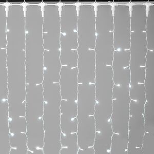 Светодиодный занавес Quality Light 2*2 м, 400 холодных белых LED ламп, мерцание, прозрачный ПВХ, соединяемый, IP44 BEAUTY LED фото 5