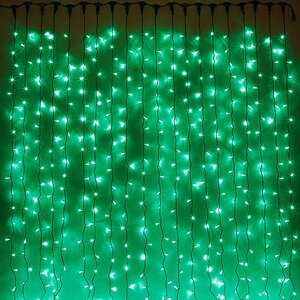 Светодиодный занавес Quality Light 2*2 м, 400 зеленых LED ламп черный ПВХ, соединяемый, IP44