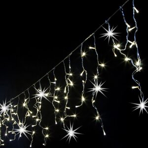 Светодиодная бахрома Quality Light 3.1*0.5 м, 150 теплых белых LED ламп, мерцание, прозрачный ПВХ, соединяемая, IP44