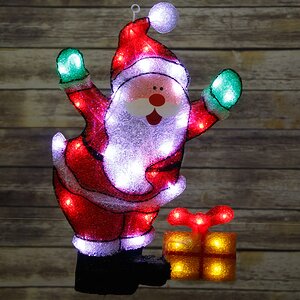 Панно уличное Санта-Клаус с подарком LED, 53*35 см, IP44